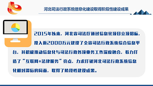 河北司法行政系統(tǒng)信息化建設(shè)取得階段性建設(shè)成果。